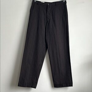 Dries Van Noten Mens 48 Chocolate Brown Pinstripe Button Fly Cotton Trousers